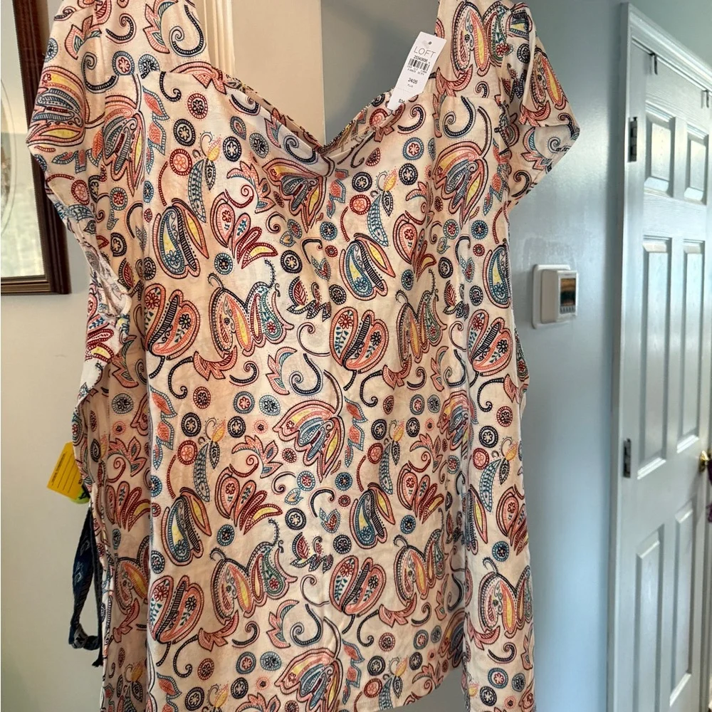 LOFT Multicolor Paisley Square Neck Top Plus Size 24/26 - Picture 4 of 4